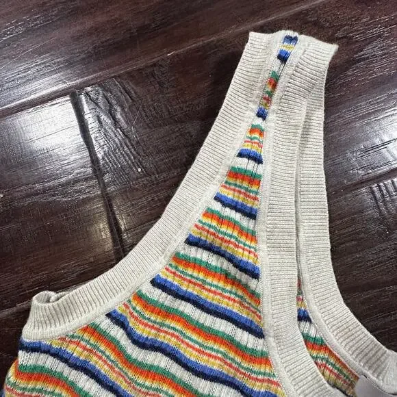 Madewell Multi Colored Orange Stripe Stretch Jones Tank Knit / Ribbed Size XS - Picture 4 of 6